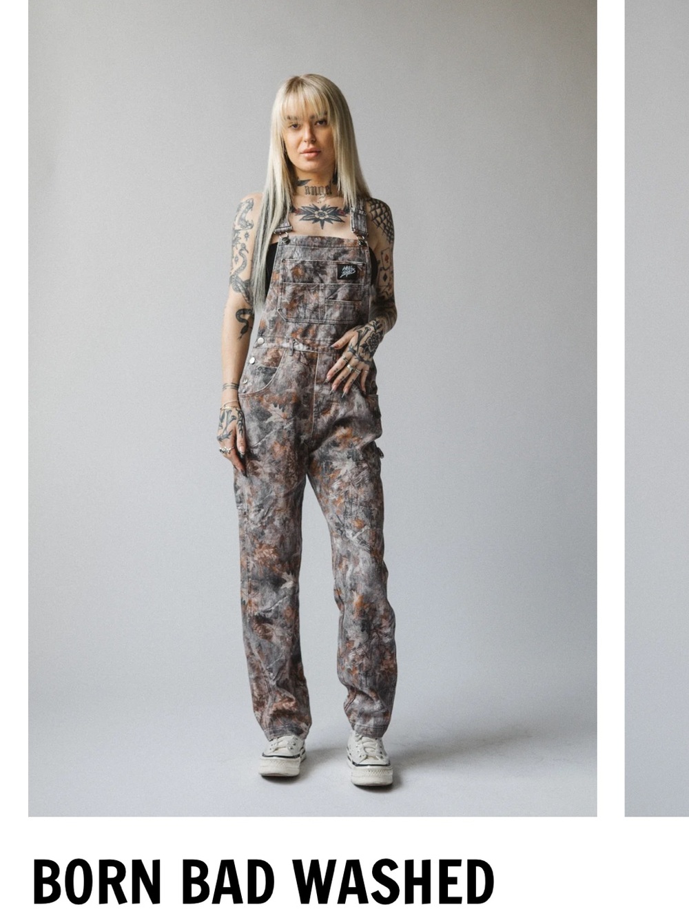 Washed Women's Tie-Dye Overalls - Brown/Gray